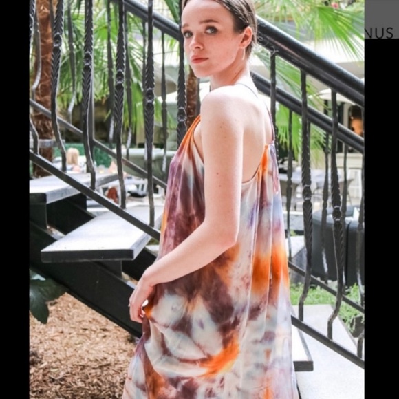 YBF Sheer Bohemian 70’s Whimsical Tie Dye Acid Wash Handcrafted Couture Dress - Picture 5 of 6